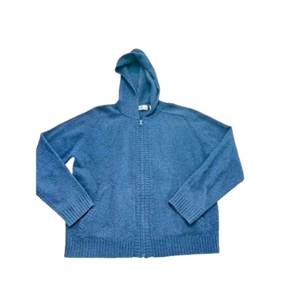 EMS Women's Navy Blue 100% Wool Long Sleeves Full Zip Hoodie Size Medium